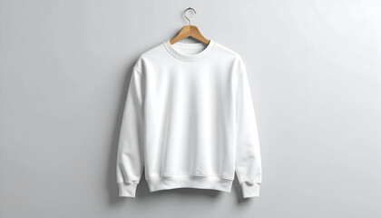 White Crew Neck Sweatshirt Mockup on Hanger