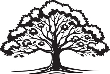 Stylized green tree with brown trunk and branches leaves