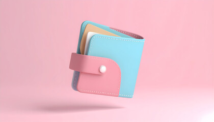 Pastel Pink and Blue Wallet 3D Render