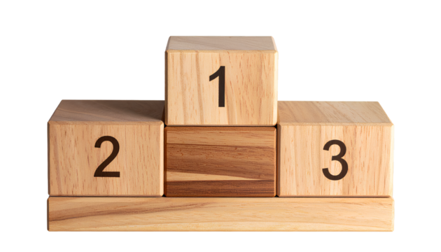 Wooden Award Ceremony Podiums – Tiered Stage Mockup for Winners, Isolated on Transparent Background PNG - Powered by Adobe