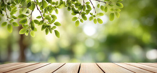 Empty wooden table with green background