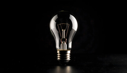 Glass Lightbulb on Black Background