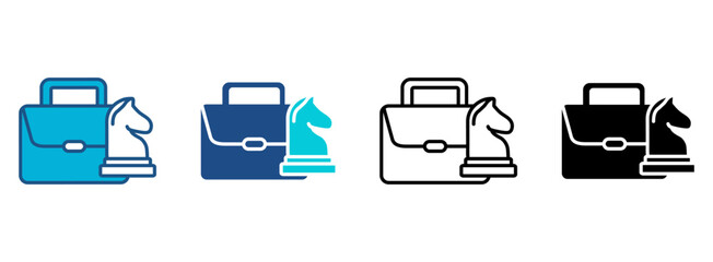 Briefcase Icon Set With Multiple Styles. Vector Illustration