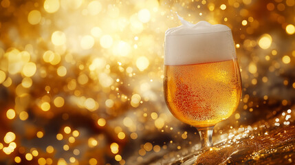A concept of fresh beer in warm light