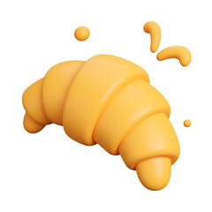 3D Render of a Golden Yellow Croissant with Pastry Glaze
