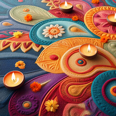 Diwali, Hindu festival of lights celebration. Diya oil lamps