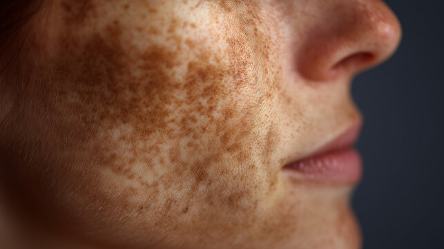White patchy skin caused by tinea versicolor, showing fungal infection on skin surface. Close-up detail of panu spots with natural skin texture, highlighting health and dermatology concept.