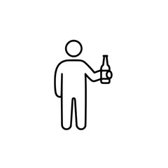 Person holding a beer bottle outline icon for International Beer Day  