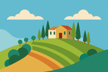 Fototapeta premium mediterranean vineyard hill with a rustic villa 