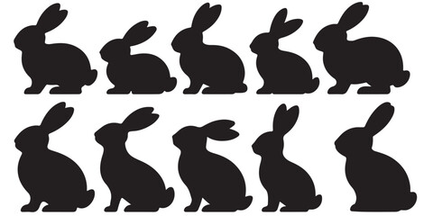 Fototapeta premium set vector various bunny black silhouuettes