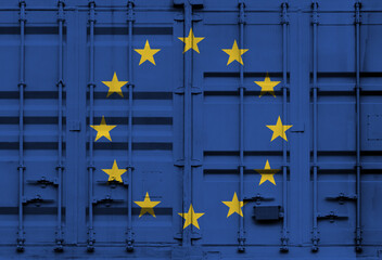 Shipping container with European Union flag overlay