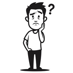 Obraz premium Confused Man with Question Mark Vector, Problem & Doubt Illustration