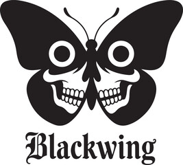 Naklejka premium Gothic Skull Butterfly Illustration Blackwing Design