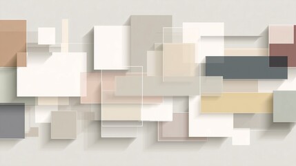 **Background showcasing abstract overlapping block patterns in neutral tones, structured with clean horizontal and vertical lines