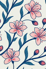 Pink Cherry Blossoms Blue Leaves pink flower blue leaf