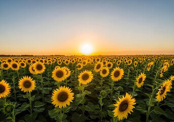 Obraz premium sunflower field at sunset