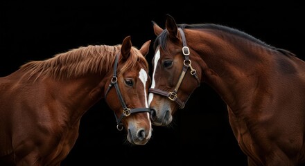 Fototapeta premium Majestic bond two equines expressing companionship tenderness equine portraiture