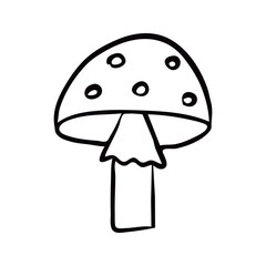 Simple Hand-Drawn Mushroom Illustration with Bold Outline for Coloring