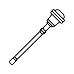 Simple line icon of a police baton, minimal black outline security weapon vector illustration 