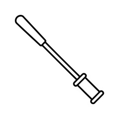 Simple line icon of a police baton, minimal black outline security weapon vector illustration