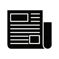 Minimalist icon of rolled newspaper with front page text layout vector illustration 