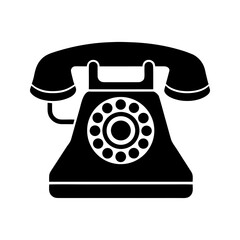 Antique rotary dial telephone icon, traditional communication tool vector illustration 