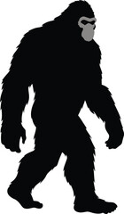 Fototapeta premium Bigfoot Sasquatch Monster Walking Silhouette on White