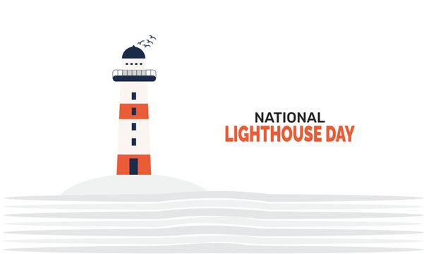 National Lighthouse Day background template, maritime and navigation concept, use for banner, social media, poster, placard,card,  flyer design and event promotion