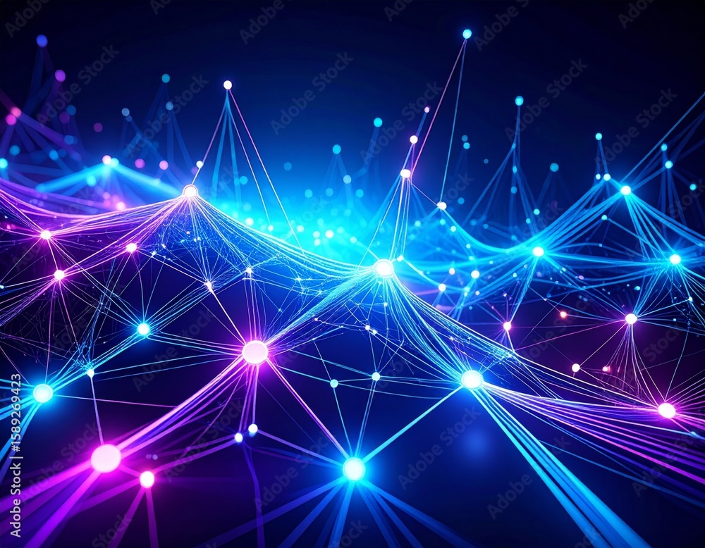 Poster abstract glowing neural network ai and global connectivity concept background