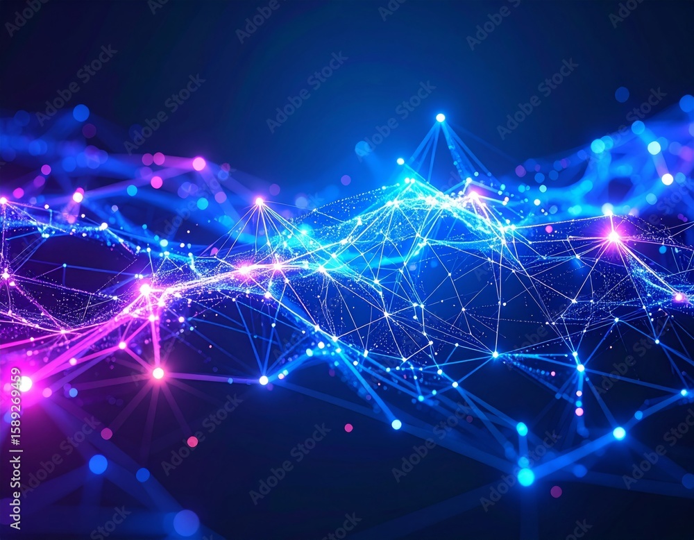 Poster abstract glowing neural network ai and global connectivity concept background