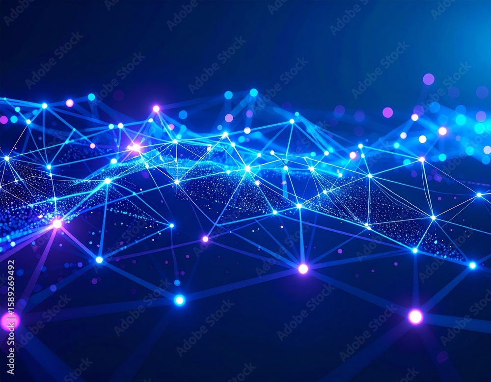 Poster abstract glowing neural network ai and global connectivity concept background