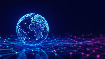 Fototapeta premium connected world map network technology