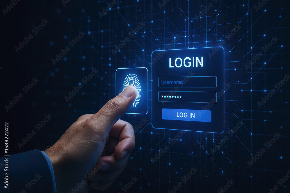 Poster authentication enhances security by verifying identity through fingerprint scanning technology on a 