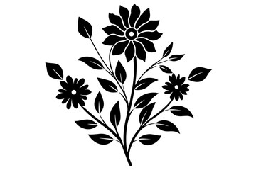 Vector art of silhouette of black and white flowers