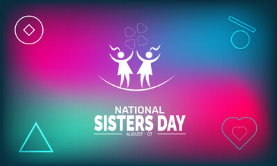 National Sisters Day background template, love gradient color and sisterhood  family bond concept, use for card, banner, poster,  social media design, flyer, placard, invitation, and digital promotion