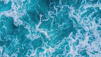 Turquoise Ocean Waves with White Foam, Serene Beauty