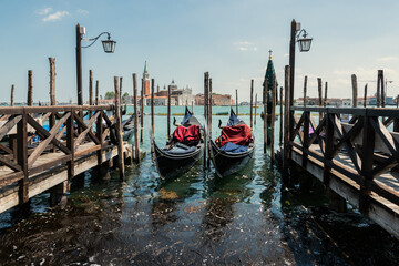 Gondolas and the island of San Giorgio Maggiore - Venice - Italy