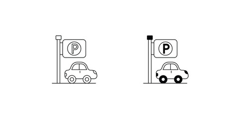 parking set icon with white background vector stock illustration