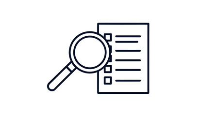 document review icon, search file vector, audit icon, magnifying glass vector, analysis document, document examine, investigation icon, research paper icon, paper with lens, zoom on document, file sca
