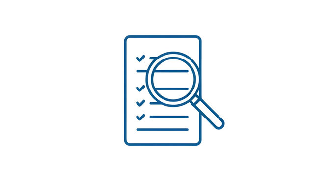 file inspection, document review icon, search file vector, audit icon, magnifying glass vector, analysis document, document examine, investigation icon, research paper icon, paper with lens, zoom on d