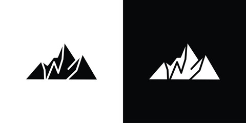 Mountain icon. Black and white silhouette. Icon vector