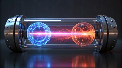 Vintage film projector casting a bright, glowing blue light from its lens, illuminating a dark space with classic cinema design