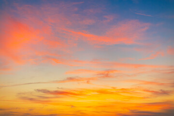 Colorful morning sky and cloud background and summer,Awesome sunset and soft pink clouds of pastel tones. Image template of textured sky. Gorgeous photo wallpaper. Bright epic sky.