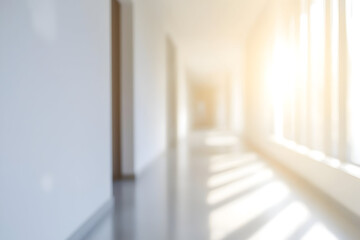 Obraz premium Bright hallway interior with sunlight streaming in. Modern architecture with blurred vision.