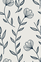 Dark Blue Floral Vines Pattern leaf flower