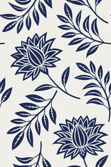 Floral branches and flowers pattern seamless