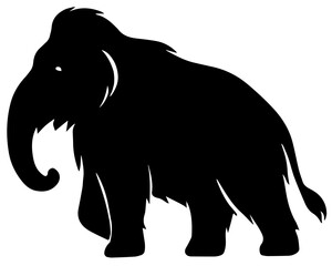 Mammoth silhouette vector illustration png, black woolly mammoth black icon