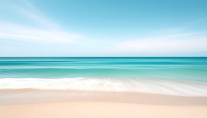 Obraz premium Tranquil Ocean Scene with Teal Water and Gentle Wave Action under Blue Sky