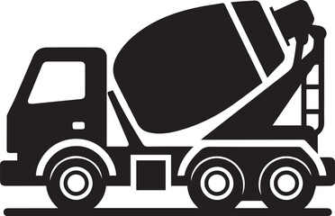 simple concrete cement mixer truck silhouette