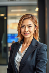 Naklejka premium Confident Businesswoman Portrait in Modern Office